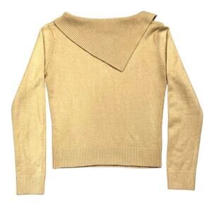 Rampage Asymmetric Collar Knit Cropped Sweater Tan Camel 2000s - M